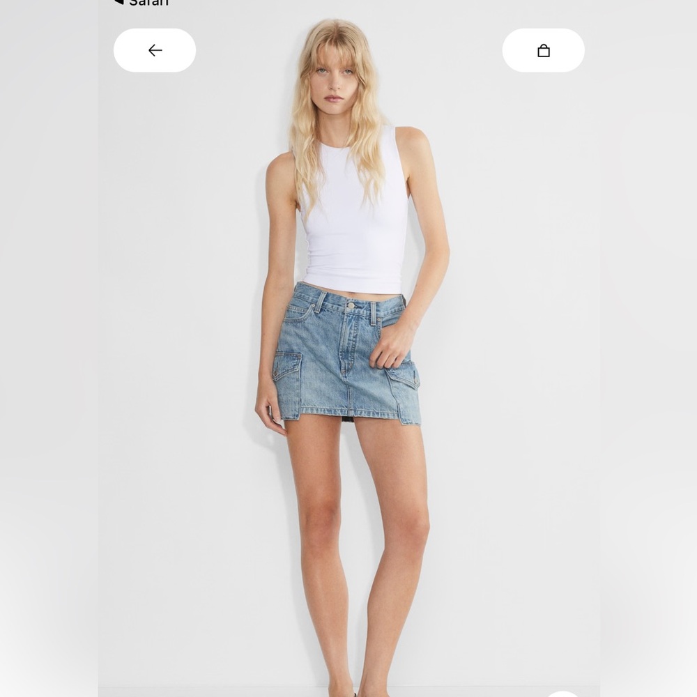 Like New Denim‎ Forum 90’s Mid-Rise Cargo Mini Skirt - Picture 2 of 7